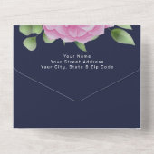 Rozen Blue All in One Wedding Invitation Uitnodiging (Achterkant)