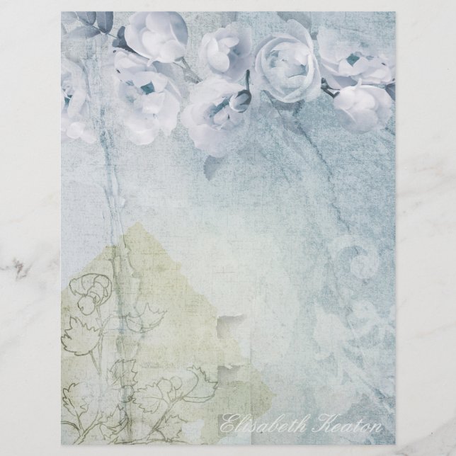 Rozen Blue Grunge Briefhoofd (Voorkant)