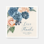 Rozen Blue/Peach Love and Bedankt ID584 Servet (Voorkant)