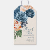 Rozen Blue/Peach Wedding Bedankt, ID584 Cadeaulabel (Voorkant)