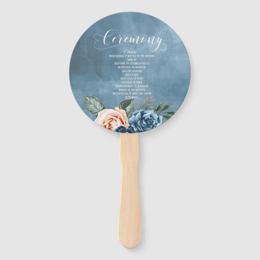 Rozen Blue/Peach Wedding Ceremony ID584 Handwaaier (Achterkant)
