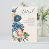 Rozen Blue/Peach Wedding Details ID584 Informatiekaartje (Staand voorkant)