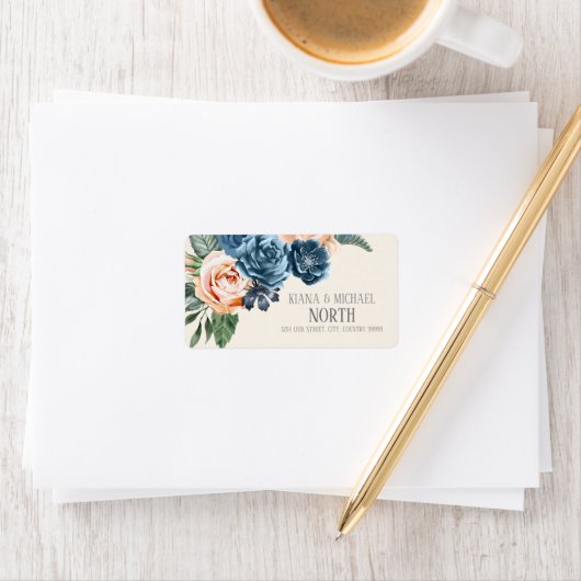 Rozen Blue/Peach Wedding ID584 Etiket (Insitu)