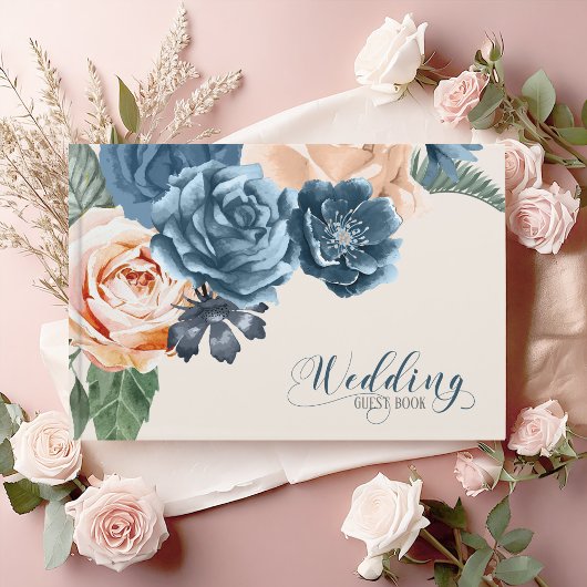 Rozen Blue/Peach Wedding ID584 Gastenboek