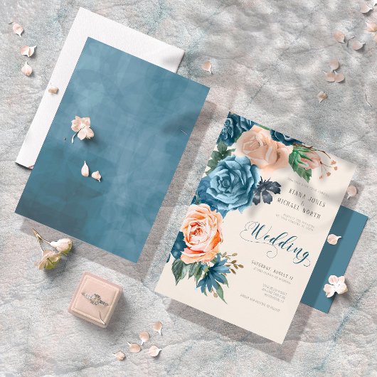 Rozen Blue/Peach Wedding ID584 Kaart