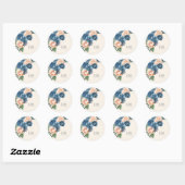 Rozen Blue/Peach Wedding ID584 Ronde Sticker (Vel)