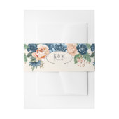 Rozen Blue/Peach Wedding ID584 Uitnodigingen Wikkel (Voorkant Voorbeeld)