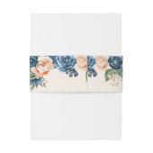 Rozen Blue/Peach Wedding ID584 Uitnodigingen Wikkel (Achterkant Voorbeeld)