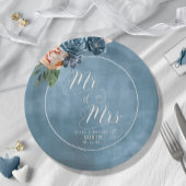 Rozen Blue/Peach Wedding Mr en Mrs ID584 Papieren Bordje