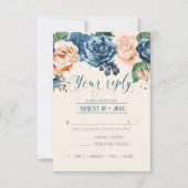 Rozen Blue/Peach Wedding RSVP ID584 (Voorkant)