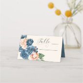 Rozen Blue/Peach Wedding Table ID584 Plaatskaartje (Voorkant)