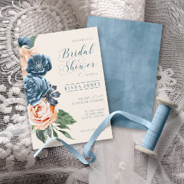 Rozen Blue/Peach Wedding Vrijgezellenfeest ID584 Kaart