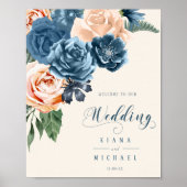 Rozen Blue/Peach Wedding Welcome ID584 Poster (Voorkant)