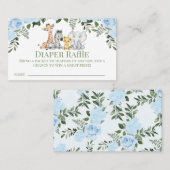 Rozen Blue Safari Baby shower Luier Raffle Insert Visitekaartje (Voorkant / Achterkant)