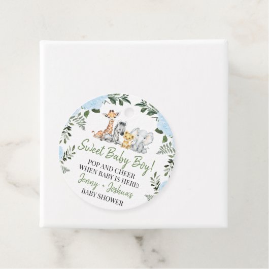 Rozen Blue Safari Baby shower Pop IT Label (In situ)