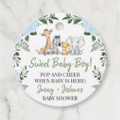 Rozen Blue Safari Baby shower Pop IT Label (Voorkant)