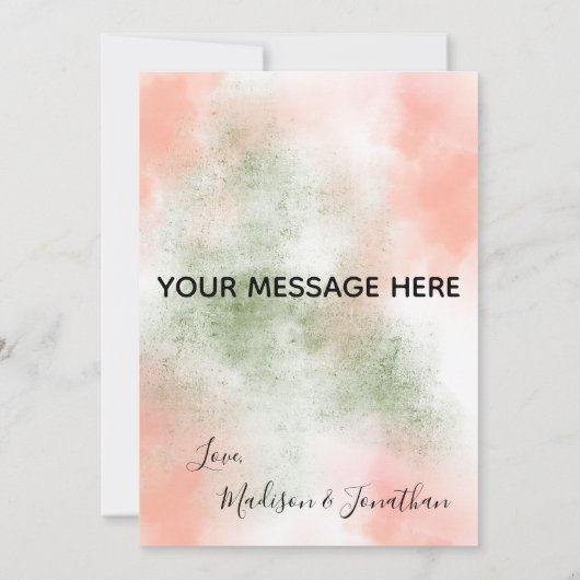 Rozen Blush|Gold Waterverf Elegant Wedding Bedankkaart (Achterkant)