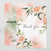 Rozen Blush|Gold Waterverf Elegant Wedding Bedankkaart (Voorkant / Achterkant)