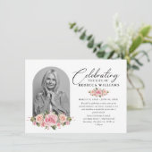 Rozen Blush Kalligrafie Viering van het Leven Kaart (Staand voorkant)