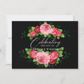 Rozen Blush Kalligrafie Viering van het Leven Kaart (Achterkant)