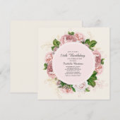  Rozen Blush Pink Floral 16e verjaardag Kaart (Voorkant / Achterkant)