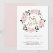  Rozen | Blush Waterverf Baby Sprinkle Kaart (Voorkant / Achterkant)