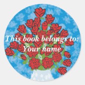 Rozen Boekenlabel Ronde Sticker (Voorkant)