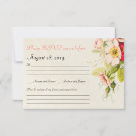  Rozen Boeket Bloemen Huwelijk RSVP Kaart