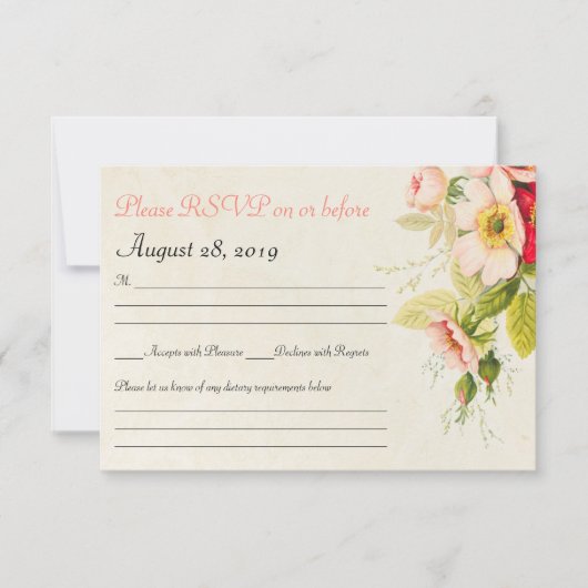  Rozen Boeket Bloemen Huwelijk RSVP Kaart (Voorkant)