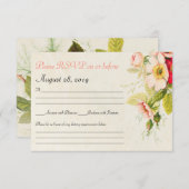  Rozen Boeket Bloemen Huwelijk RSVP Kaart (Voorkant / Achterkant)