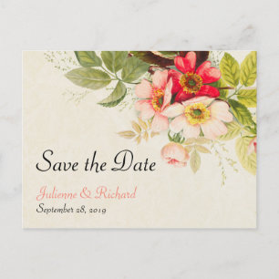 Rozen Boeket Bloemen Trouwen Save the Date Aankondigingskaart