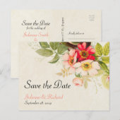 Rozen Boeket Bloemen Trouwen Save the Date Aankondigingskaart (Voorkant / Achterkant)