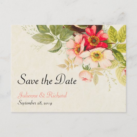 Rozen Boeket Bloemen Trouwen Save the Date Aankondigingskaart (Voorkant)