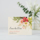 Rozen Boeket Bloemen Trouwen Save the Date Aankondigingskaart (Staand voorkant)