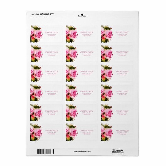 Rozen Boeket Floral Art Flowers Elegant Adres Etiket (Full Sheet)
