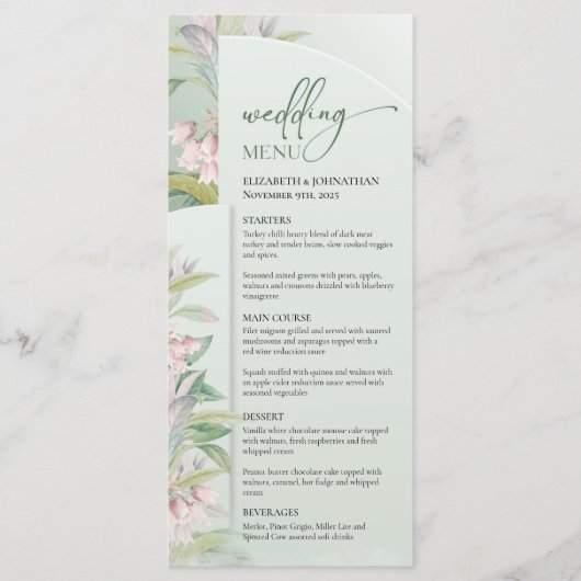 Rozen boho arch. menu (Voorkant)