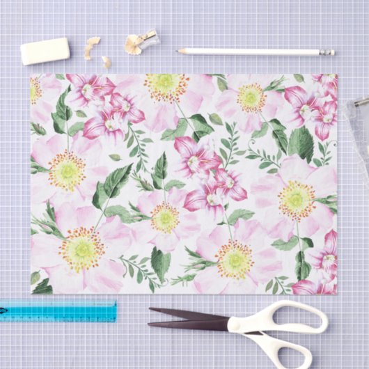 Rozen Boho Bloemen Waterverf Patroon Tissuepapier (Craft)