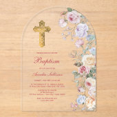 Rozen boogdoop acryl uitnodigingen (Voorkant)