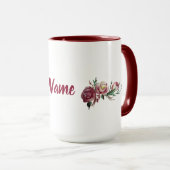 Rozen Bordo Rood Naam Combo Mok (Voorkant rechts)