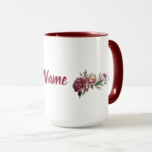 Rozen Bordo Rood Naam Combo Mok (Voorkant rechts)