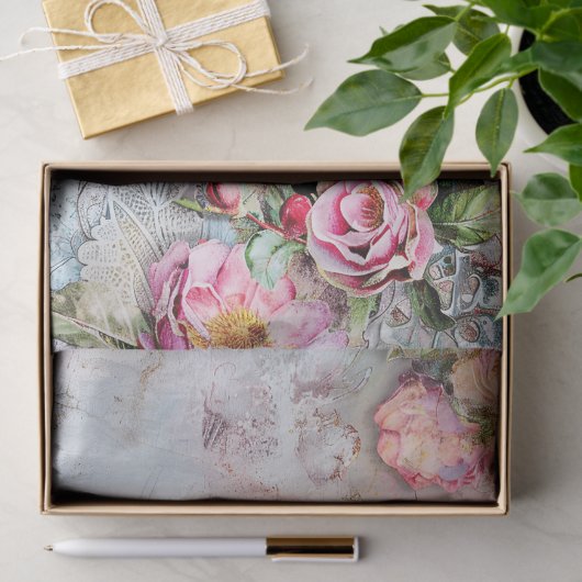  Rozen Botanische Ephemera Decoupage Tissuepapier (Geschenk)