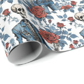 Rozen & Botten, Skeletten en Rode Rozen Cadeaupapier (Rol Hoek)