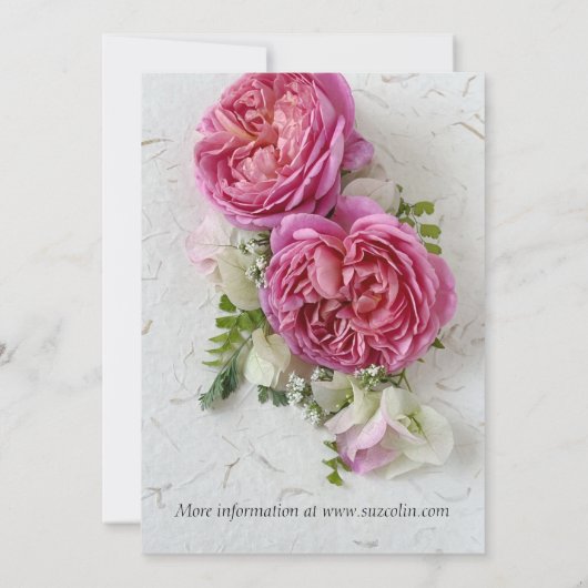 Rozen, bougainvillea en ferns save the date (Achterkant)