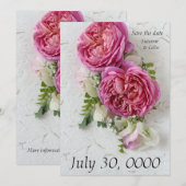 Rozen, bougainvillea en ferns save the date (Voorkant / Achterkant)