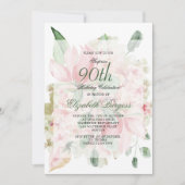 Rozen Bouquet Elegant 90th Floral Chic Birthday Kaart (Voorkant)