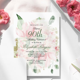 Rozen Bouquet Elegant 90th Floral Chic Birthday Kaart