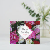 Rozen Bouquet Happy Birthday Briefkaart (Staand voorkant)