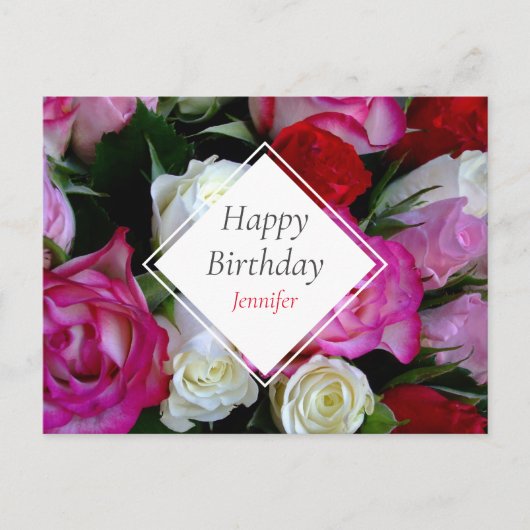 Rozen Bouquet Happy Birthday Briefkaart (Voorkant)