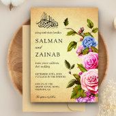  Rozen Bouquet Islamic Wedding Invitation Kaart