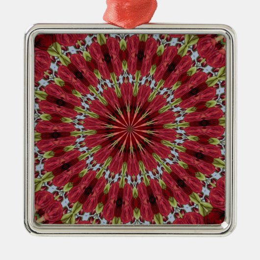 Rozen Bouquet Kaleidoscope onder glas 1 Metalen Ornament (Voorkant)